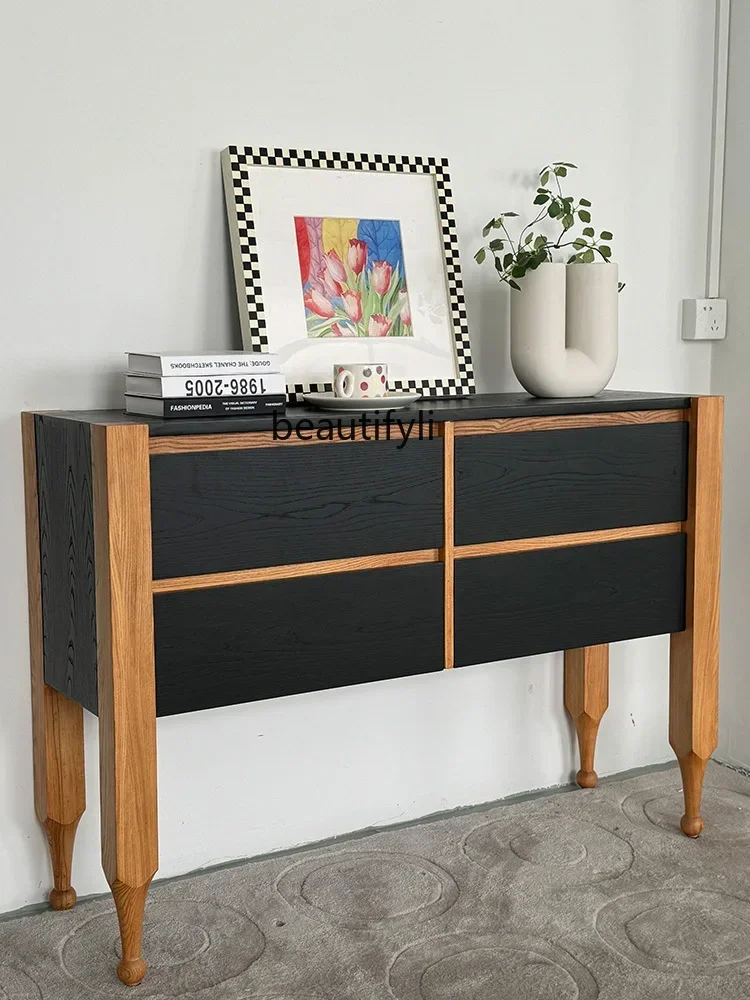 182Q Middle Ancient Retro Side Cabinet Living Room Solid Wood Sideboard Bedroom Storage Chest of Drawer