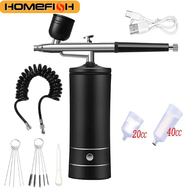 Airbrush Compressor Kit, Portable Airbrush Paint Spray Mini Spray Gun Wireless Air Brush Painting Airbrush Kit with Compressor