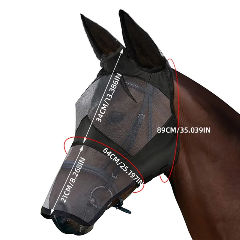 

Horse Fly Mask With Ears, Super Comfort UV Protection Breathability Fly Masks For Horses
