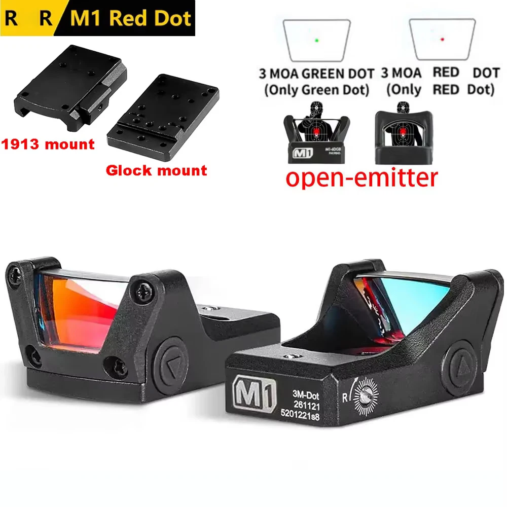 التكتيكية 3 Moa M1 الأحمر الأخضر نقطة منعكس البصر فتح باعث بندقية الصيد نطاق مع غلوك دوكتر LP جبل لمسدس الادسنس