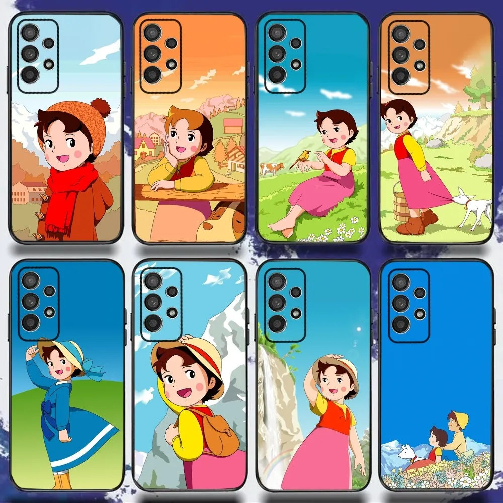

H-Heidi Cartoon Phone Case For Samsung S24,S21,S22,S23,S30,Ultra,S20,Plus,Fe,Lite,Note,10,9,5G Black Soft Cover