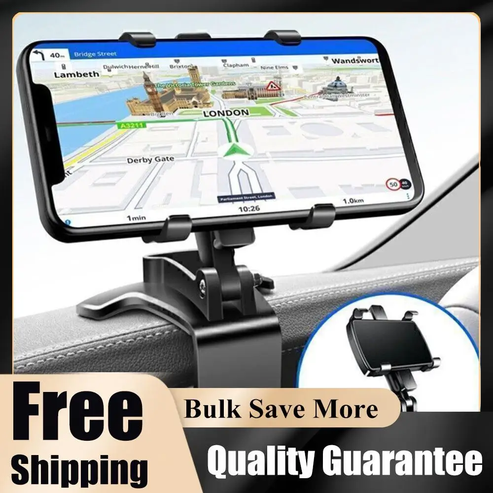 

Car Dashboard Support 360 Degree Rotating Rearview Mirror Navigation Bracket Dashboard Adjustable Spring Clip Cell Phone Holder