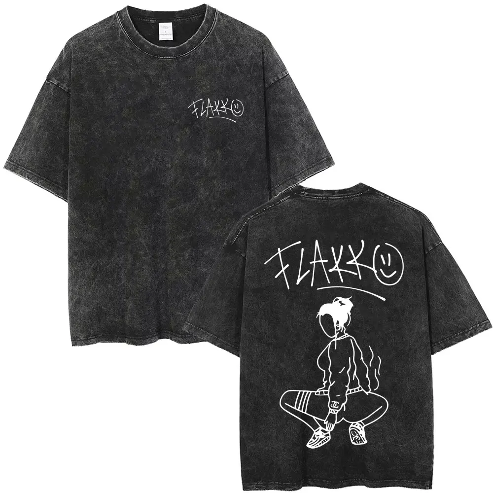 

Limited Rapper Rels B Skinny Flakko Washed Vintage T Shirt Summer Men Women Clothing Hip Hop Oversized Street Crewneck T Shirt