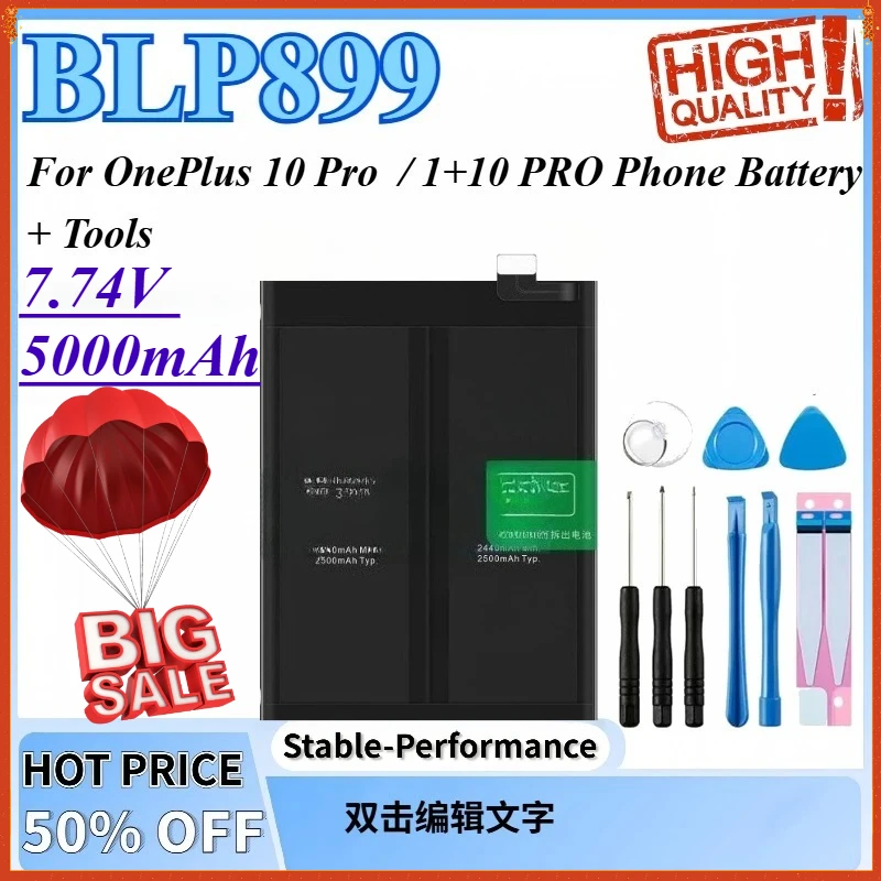 

7.74V 5000mAh BLP899 Capacity Mobile Phone Replacement Battery High Quality For OnePlus 10 Pro / 1+10 PRO Phone Battery + Tools