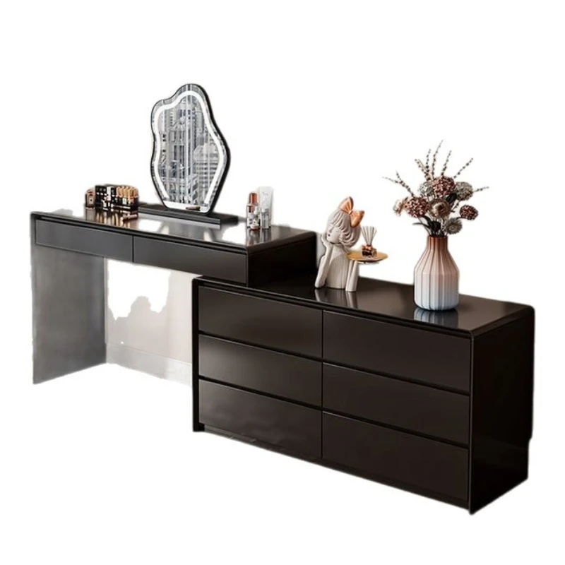 

Modern simple solid wood makeup table household integrated telescopic corner bedroom light luxury dressing table