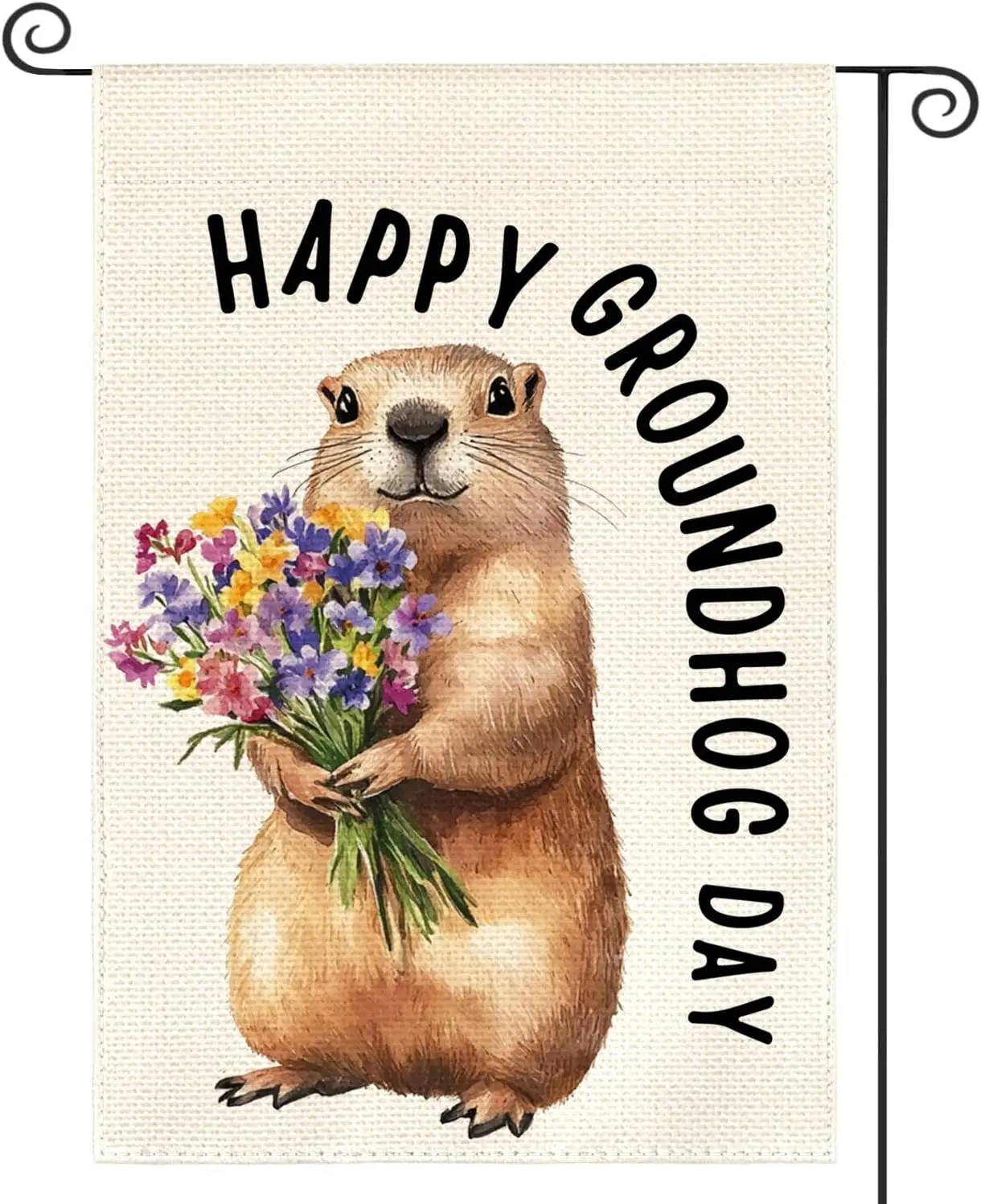 AVOIN colorlife Happy Groundhog Day Garden Flag 12x18 Inch Double Sided Outside, Punxsutawney Phil Spring Seasonal Yard Outd llz