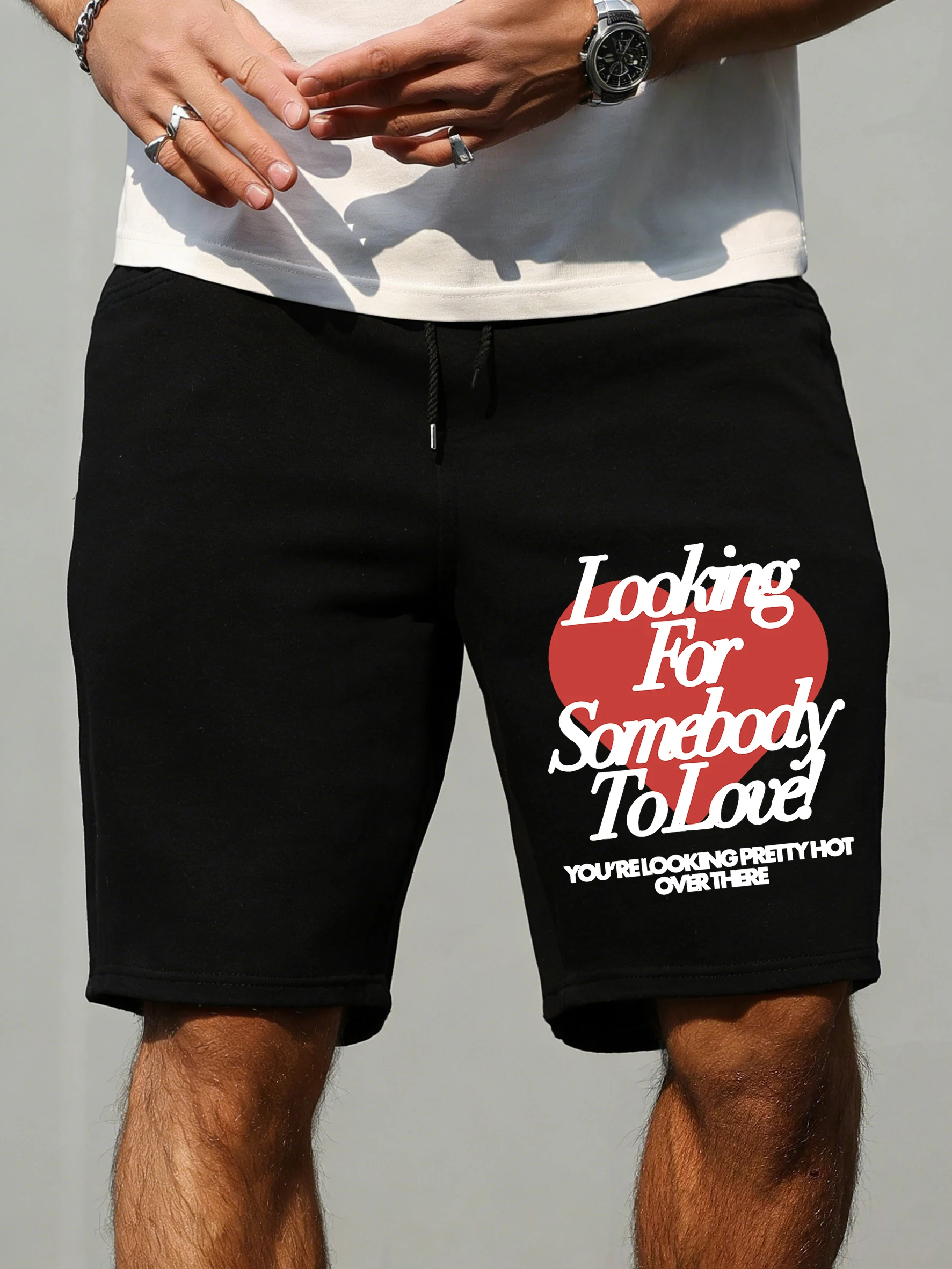 

Looking For Somebody To Love Pattern Men'S Shorts Comfortable Elasticity Clothing Wide Leg Summer Pant Gym Swimming Trunks