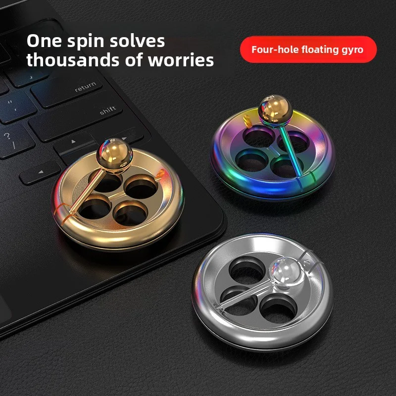 4‑Hole Floating Metal Fidget Spinner Desktop Office Rotating Viral Adult Boredom Relief Fidget Toy