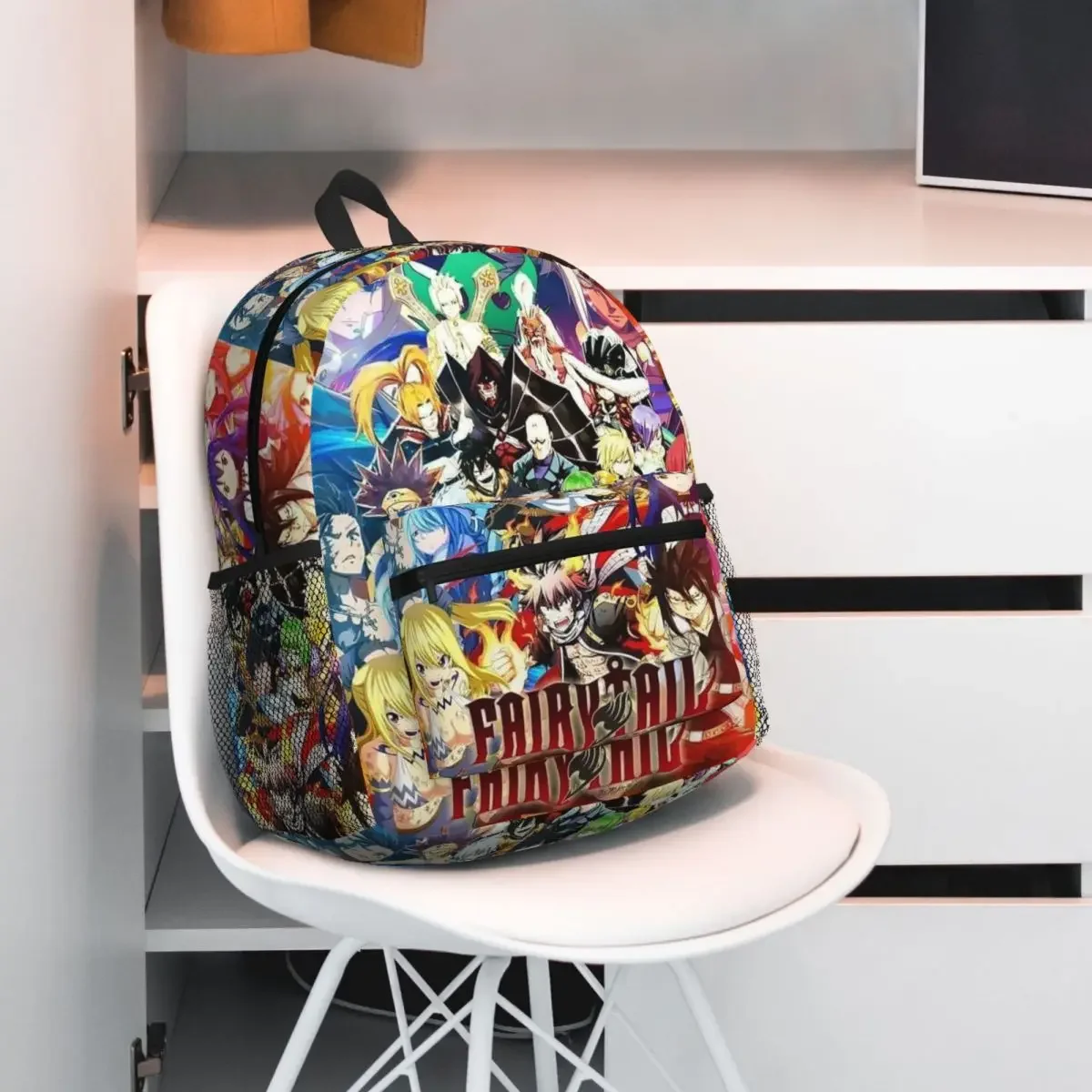Happy Fairy Tail Student Backpack School Bag Hiking Travel Daypack for Men Women Fashion Bookbag Shoulder Bags