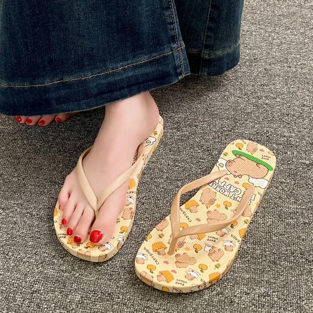 Fashion PVC Capybara Flip Flops Anti Slip Soft Sole Beach Slippers Shoes Cartoon Slides Sandals Beach