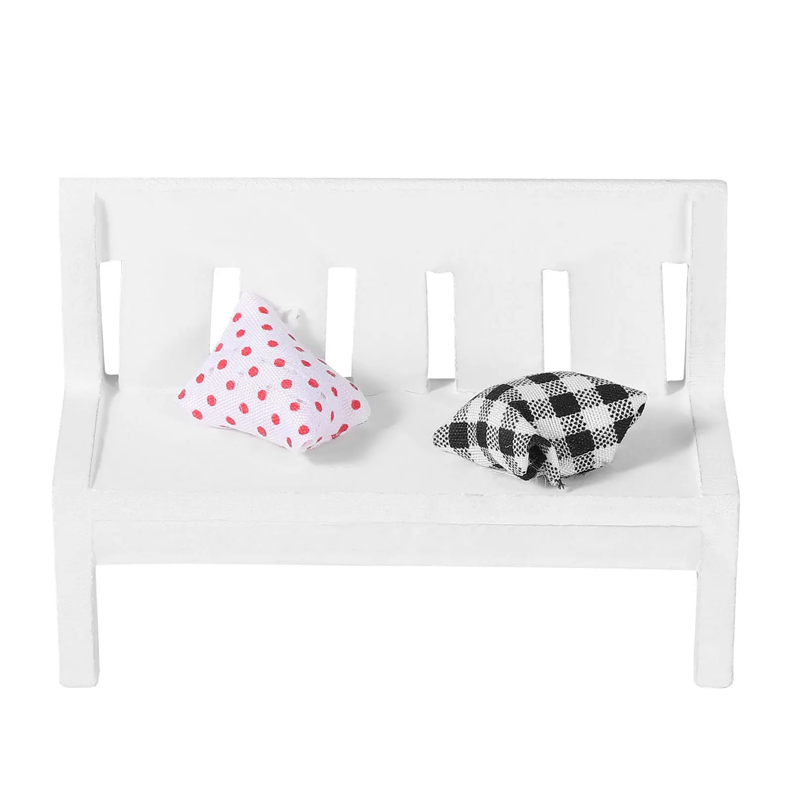 White Wooden Mini Bench Lightweight Hollow Design For Dollhouse Outdoor Decorative Garden Accessories Miniature Porch