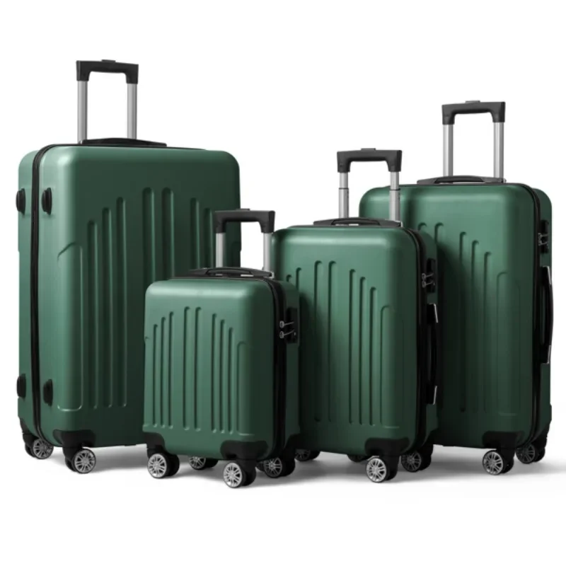 Vertical Stripe 4-in-1 Suitcase  Retro Color Design ABS Material Aluminum Alloy Trolley Designed for Travelers