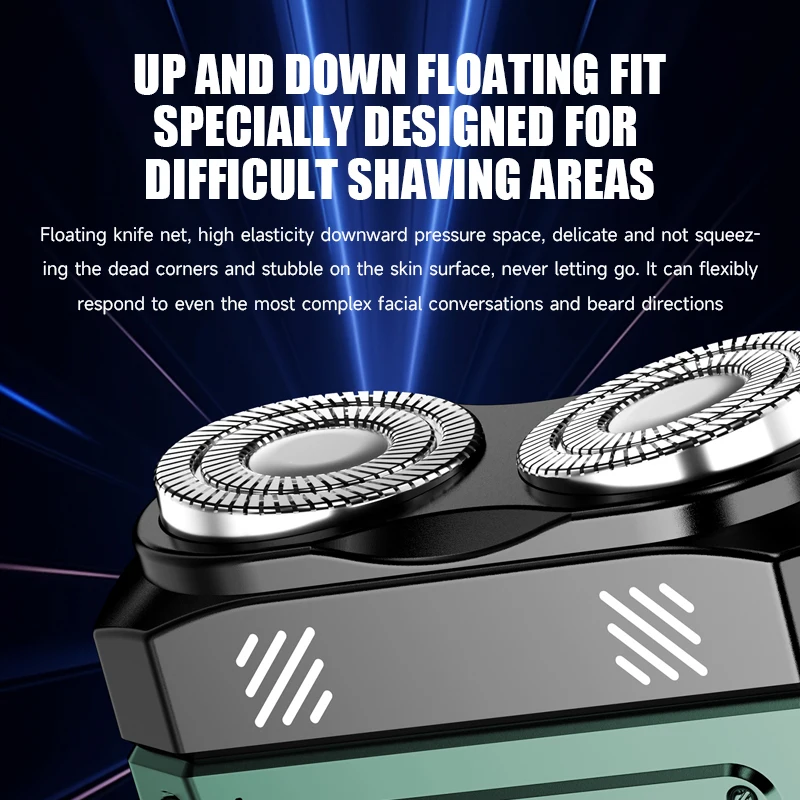 Magnetic Double Blade Electric Shaver for Men Mecha Punk Style Rechargeable LCD Portable Beard Trimmer Face Beard Razor Knife image 5