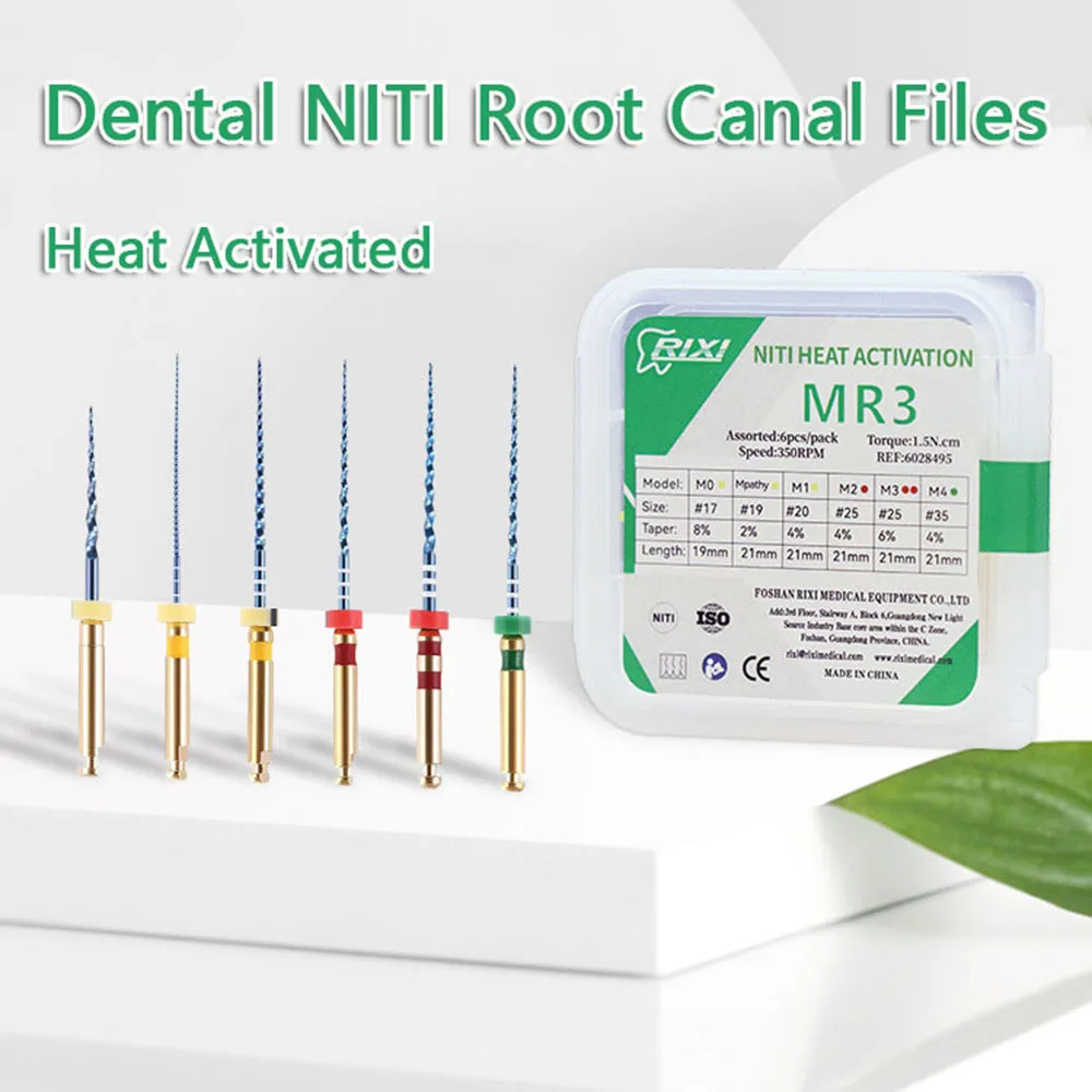 

6Pcs/Box Dental Root Canal Files Heat Activated Endodontic Engine Use File NiTi Super Rotary 21/25mm RM3 Dentistry Tools