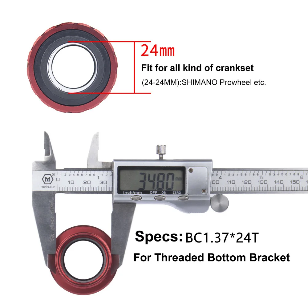 Aluminum Threaded Bottom Bracket, Road Bicycle Frame Crankset, BSA BB91, 68mm, 73mm, 110mm, BC1.37x24T, 24mm