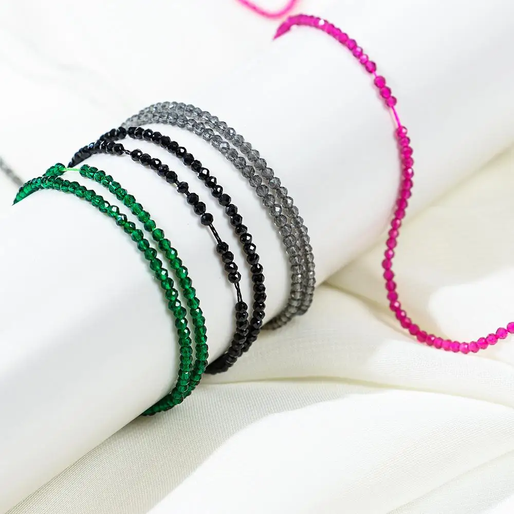 2 мм модные натуральные граненые тонкие драгоценные камни свободные бусины DIY аксессуары красный гранат камень изготовление браслетов