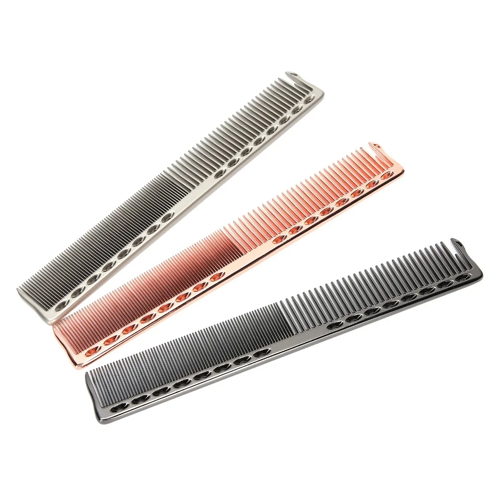 

Daily Care Wide Tooth Space Aluminum Comb Durable Champagne Hair Brush Rose Gold Fine Tooth Hairdressing Tool Home Use