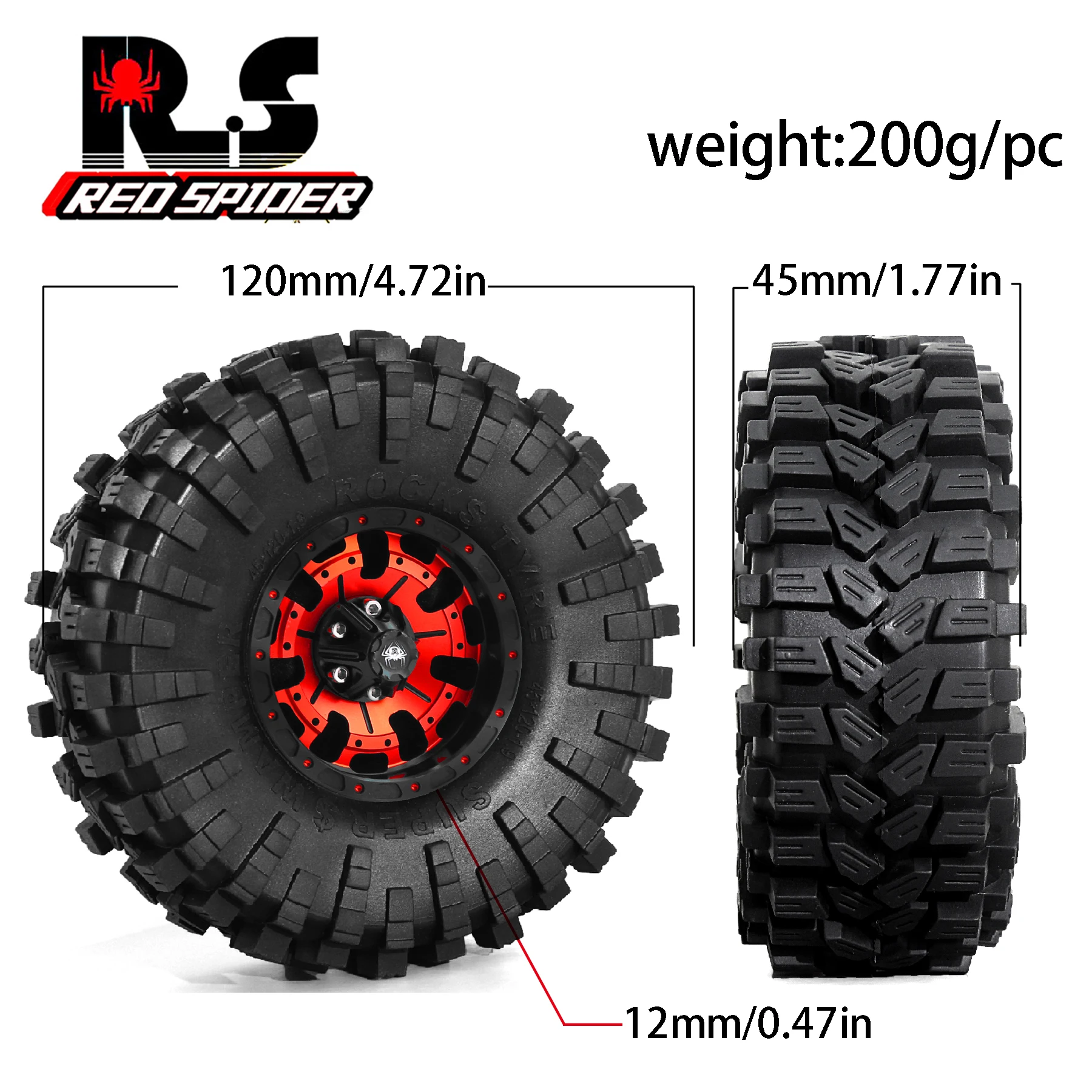 RED SPIDER 4pcs 120mm Metal 1.9