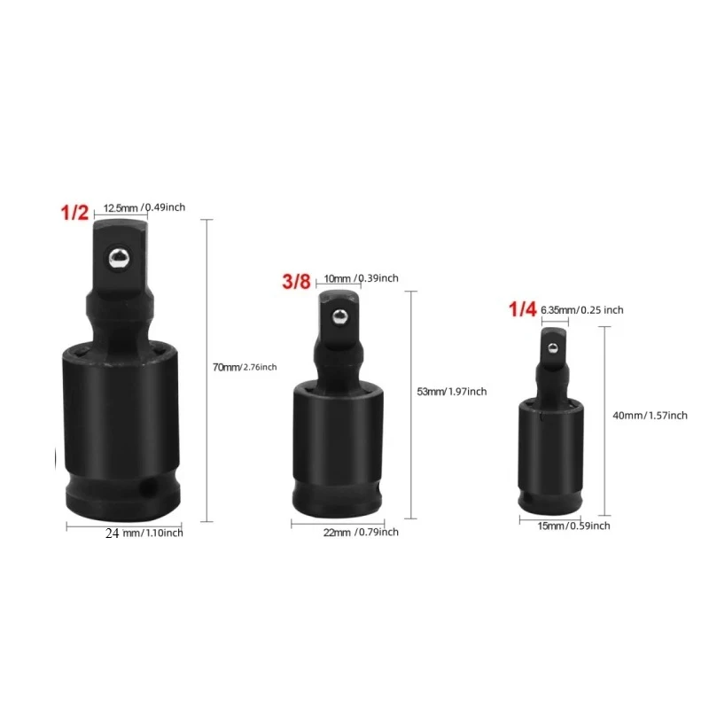 360 درجة قطب المفصل تأثير الهواء المشترك 1/2 3/8 1/4 بوصة تمايل قابل للسحب محول مأخذ التوصيل لأداة مفتاح الربط الهوائية