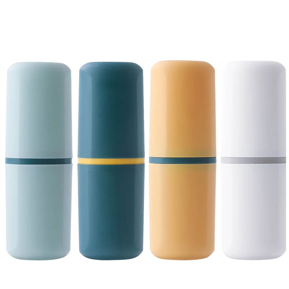 4 Pcs Travel Wash Cup Toothbrush and Toothpaste Case Storage Holder Toothbrushes Portable Container Box Supplies