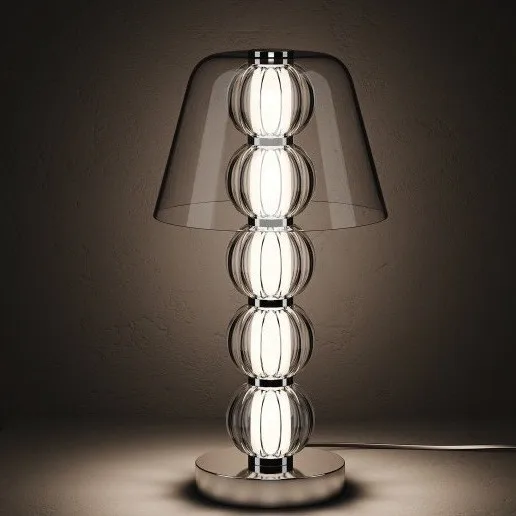 Creative ball glass transparent table lamp simple bedroom bedside wrought iron aluminum advanced table lamp
