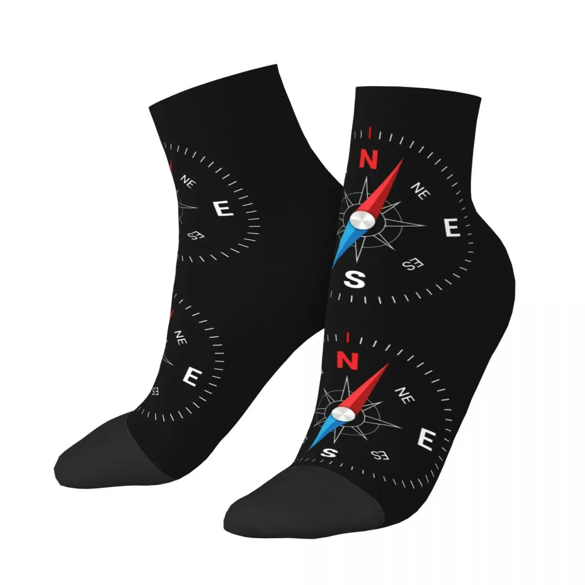 Custom Novelty Printed Smart Compass Socks for Women Men Stretchy Summer Autumn Winter Direction Nautical Crew Socks