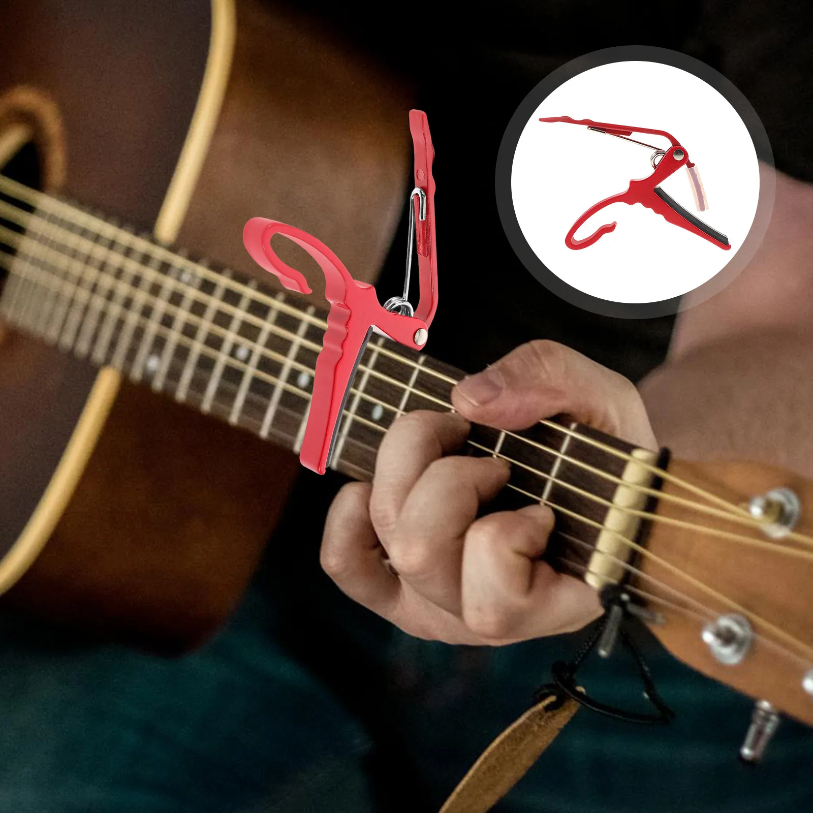 

Guitar Clip Accessories Acoustic Tuning Classic Capo Metal Adjustable Bass Red for Electric