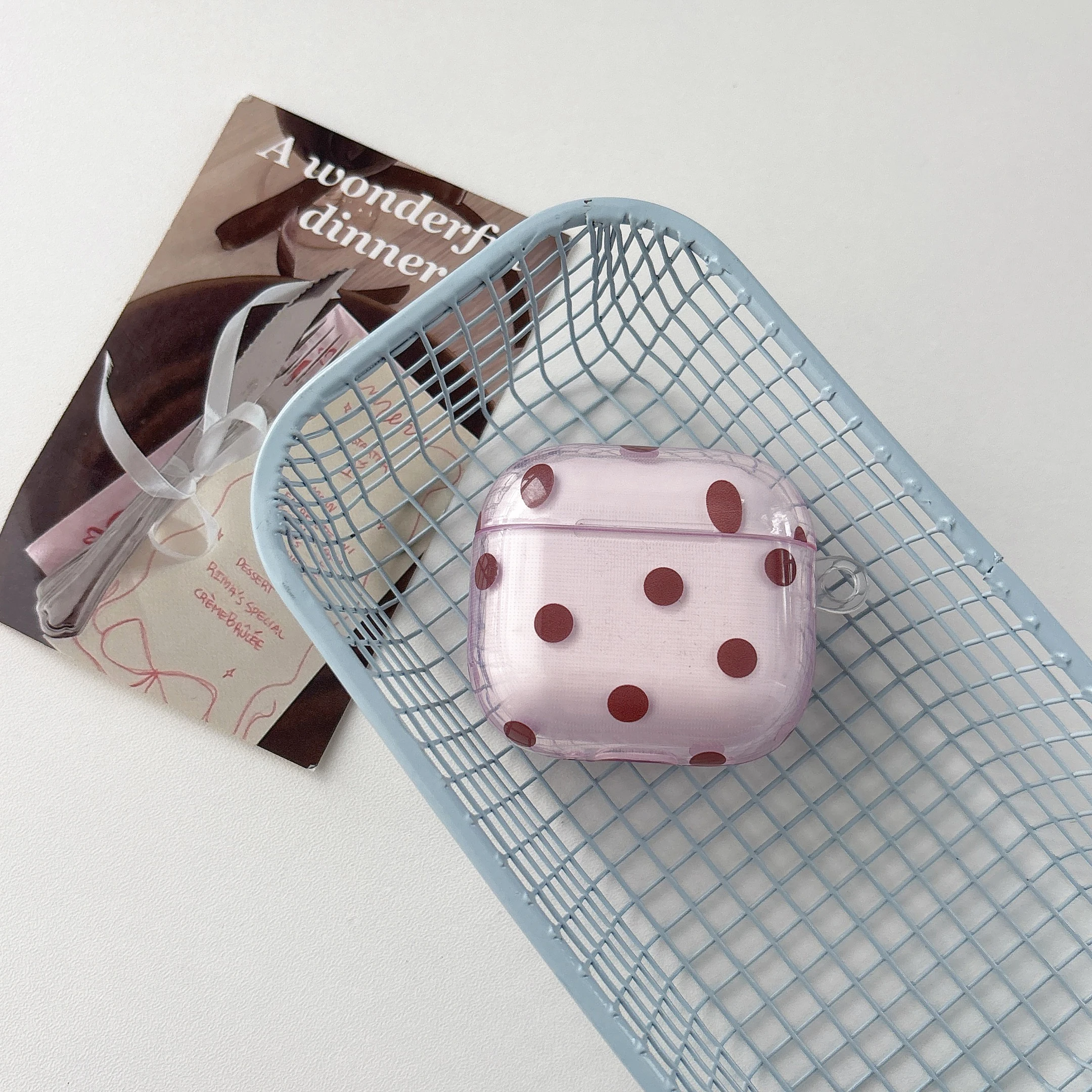 Simple Sweet Brown Polka Dot Pattern Transparent Purple Protective Earphone Case Cover Case For AirPods 1 2 3 4 Pro Pro2 Pro3 - view 4