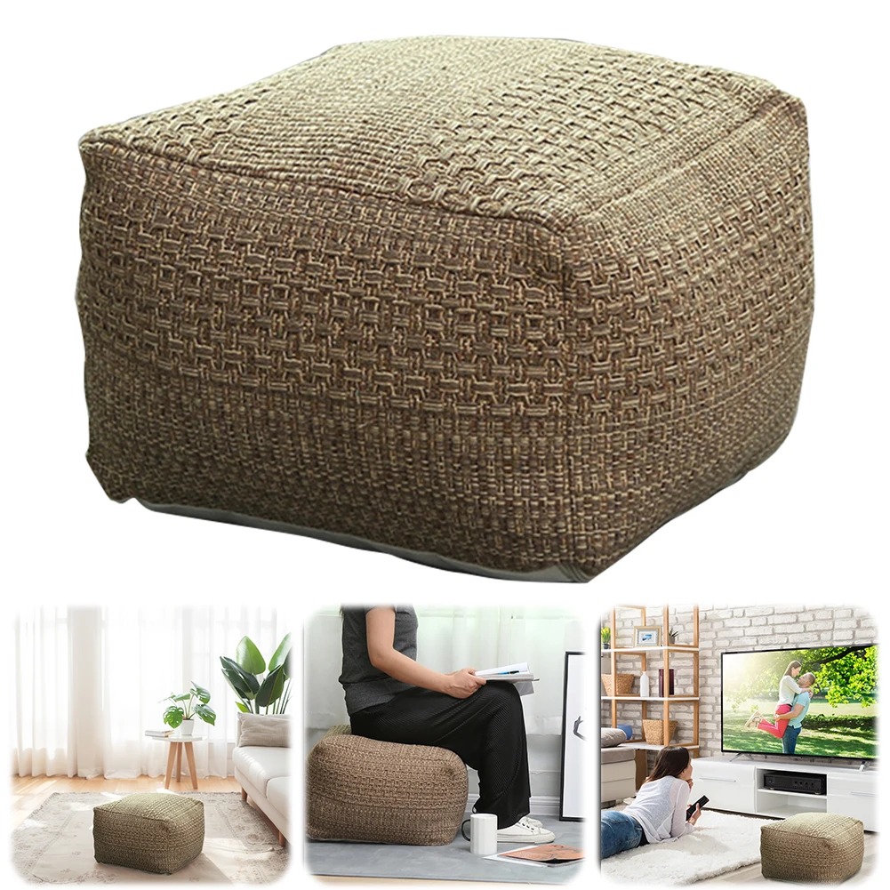 Nordic Style Handmade Footstool Soft Cushion Cover Multifunctional Square Boho Floor Tatami Stool Sofa Cover Living Room Decor