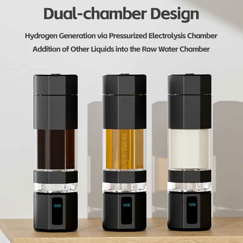 Portable Hydrogen Water Bottle SPE PEM Dual Chamber Hydrogen Generator With Aluminum Alloy Shell Anti Fall Design OEM Service