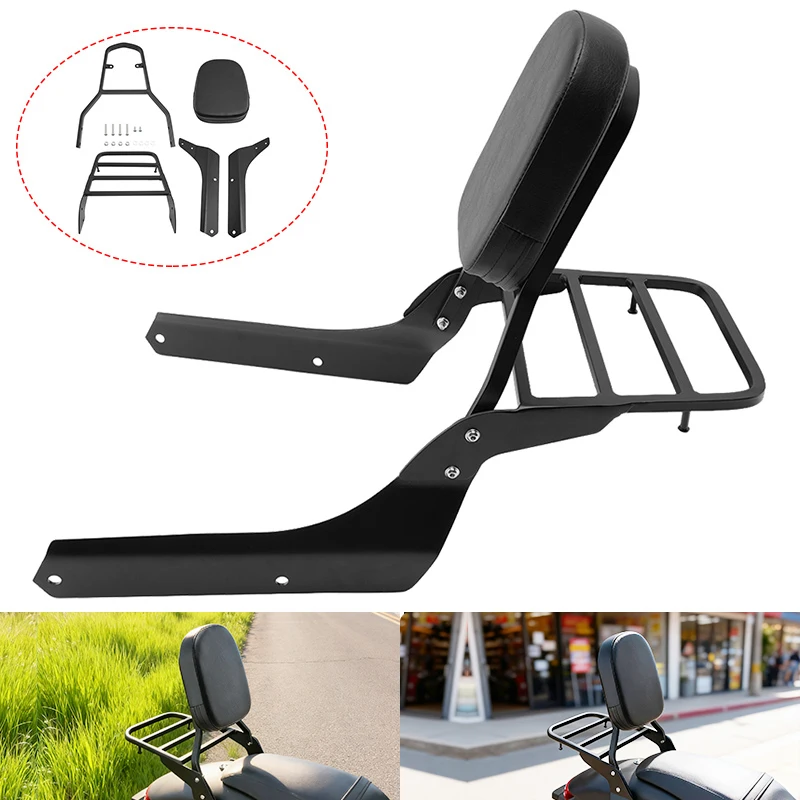 Respaldo negro para motocicleta con portaequipajes trasero para Honda Shadow Spirit VT750 C2 2006-2014 Phantom VT750C2B 2010-2015