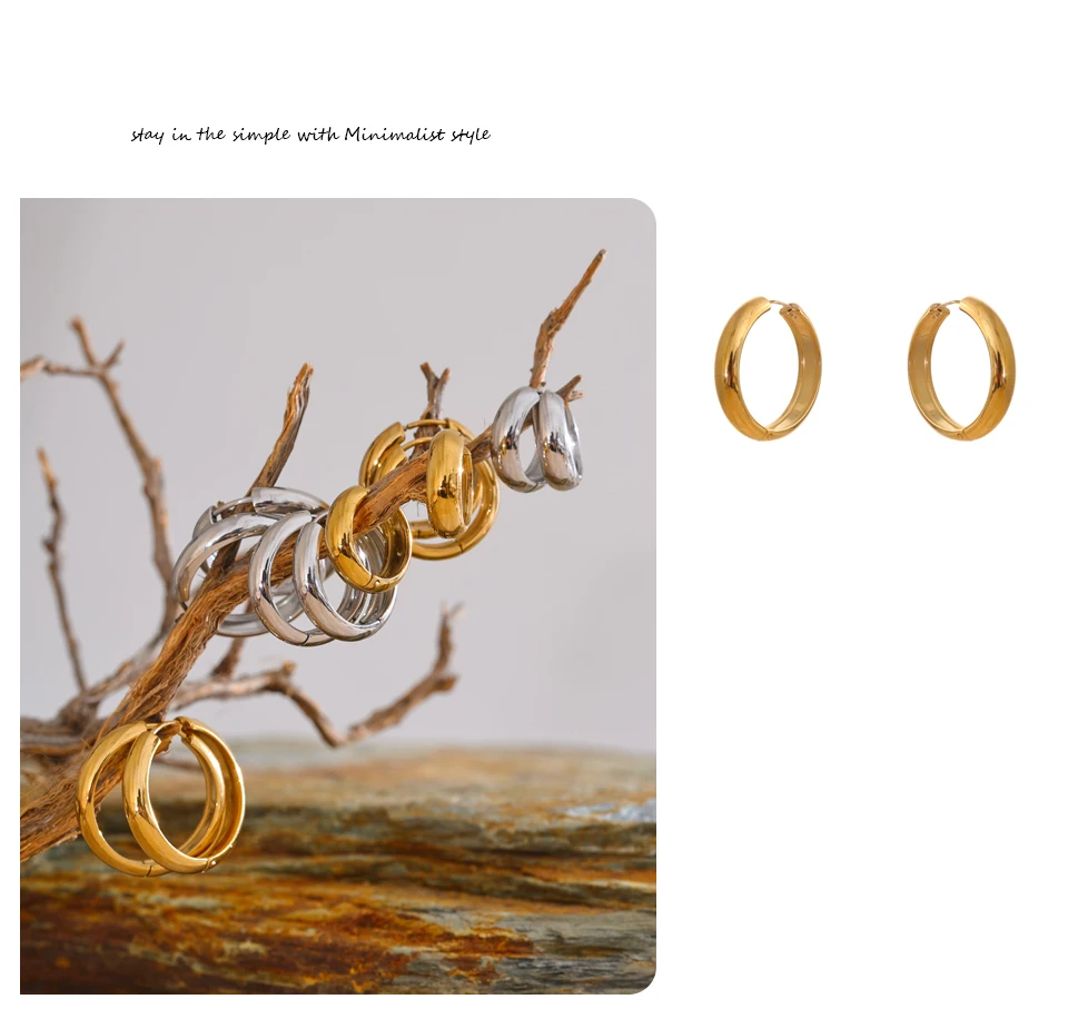 Yhpup 13/17/22 mm runde tägliche Creolen aus Edelstahl für Unisex, Herren und Damen, hochwertiger, vielseitiger Schmuck, wasserdicht, Japan – Detail 13