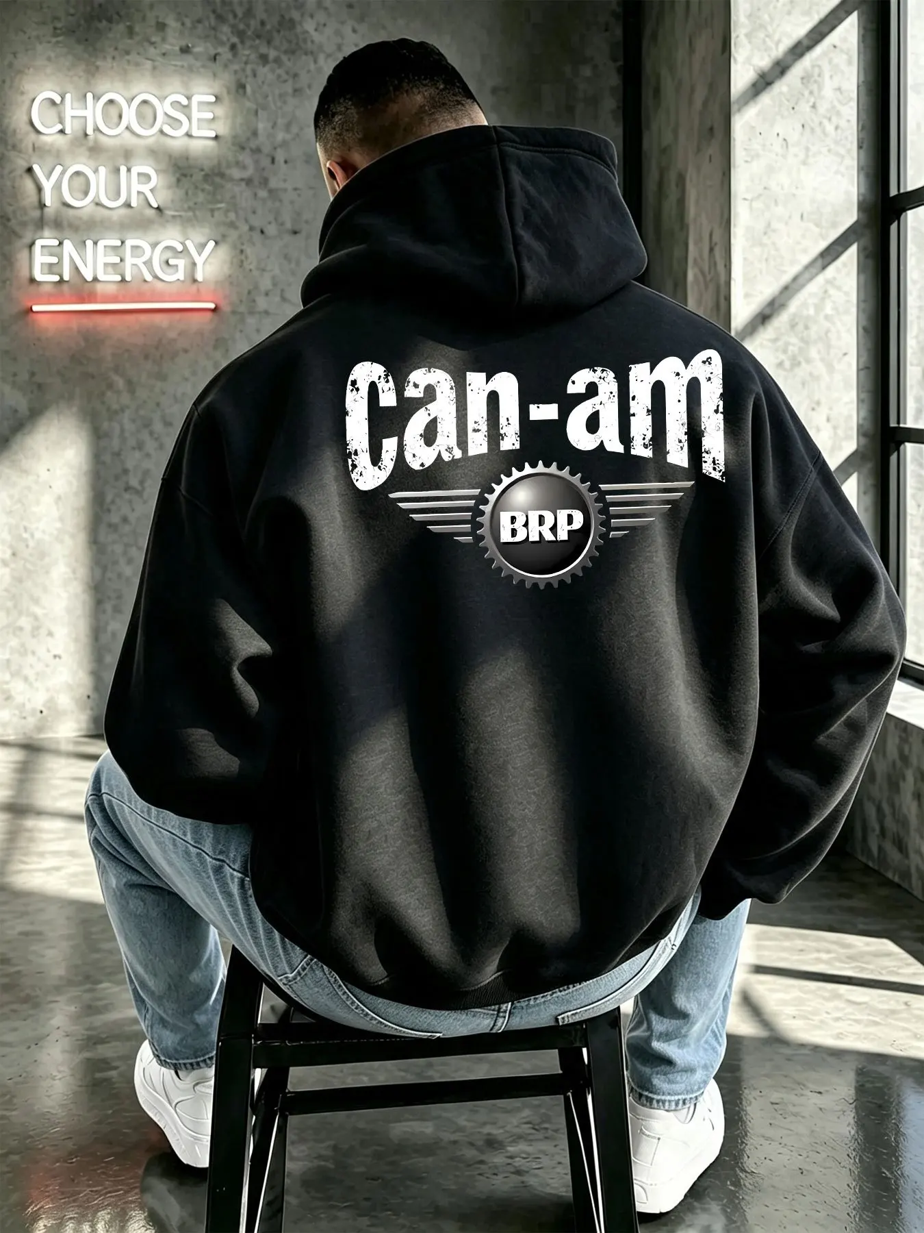 2026 Men Graphic Print Hoodie, European American Off-Road Motorcycle Style, Mature Men Casual Pullover Hooded Sweatshirt