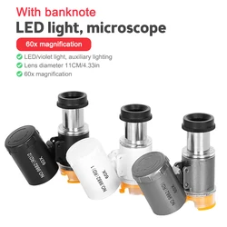 Mini kit microscopio tascabile Microscopio portatile da laboratorio 60x Microscopio alimentato a batteria con luce LED Microscopio scientifico per bambini