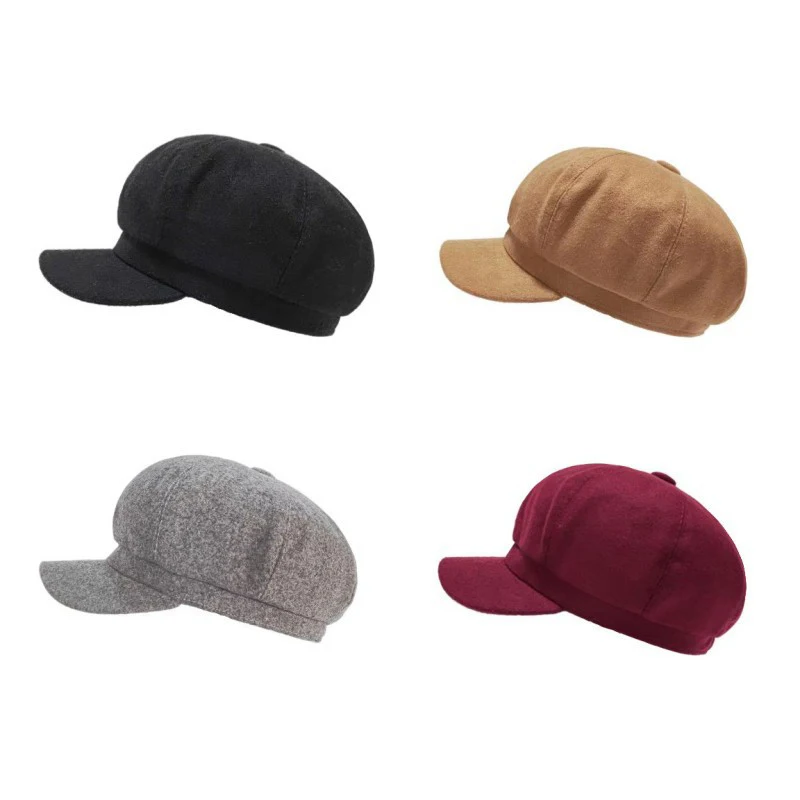 Fashion Women Beret Autumn Winter Octagonal Cap Hats Artist Painter Newsboy Hat Casual Beret Cap