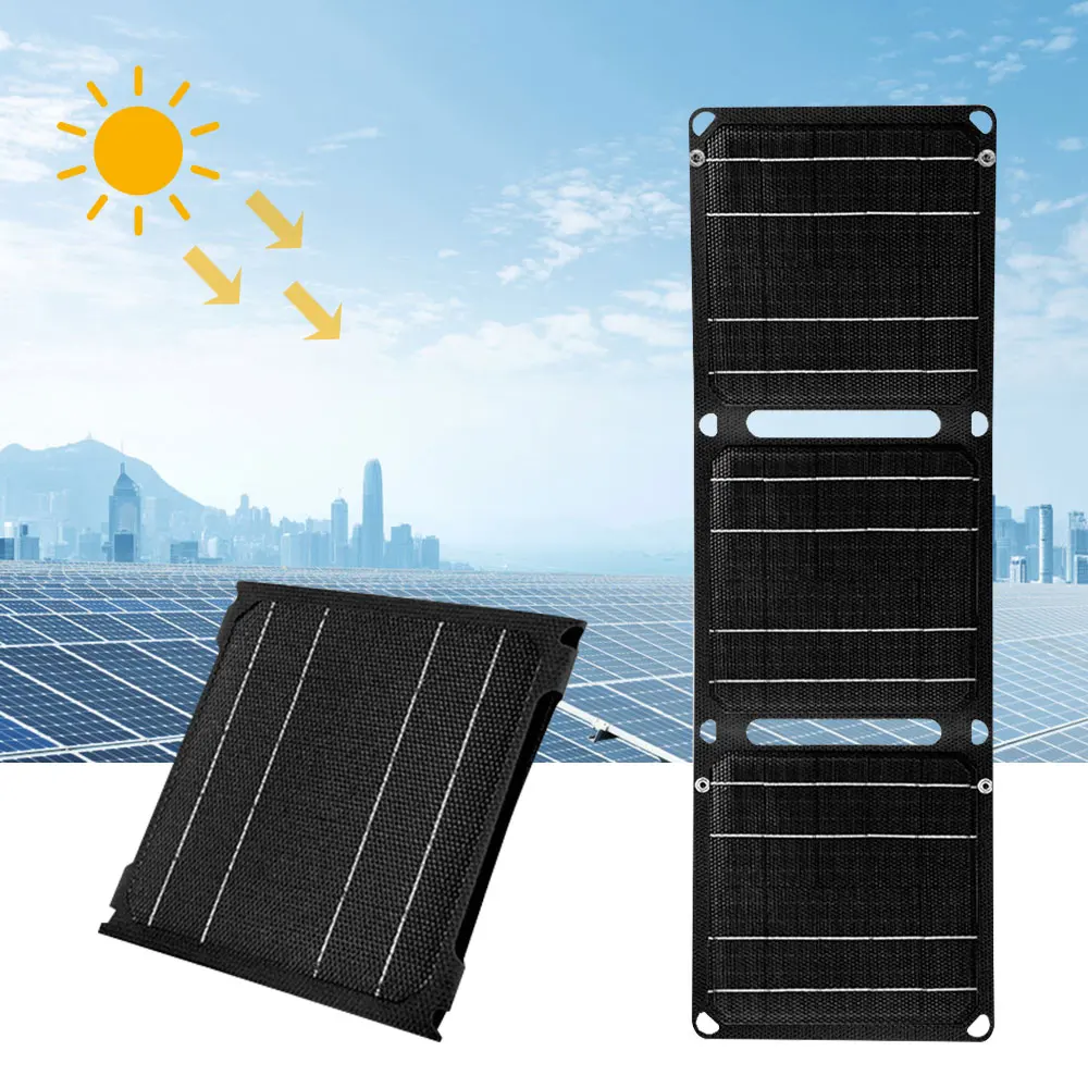 

Outdoor Powerful Flexible Solar Panel Foldable 5V 21W Portable Battery Mobile Phone Charge PD QC 3.0 9V 12V For Cells Power Bank