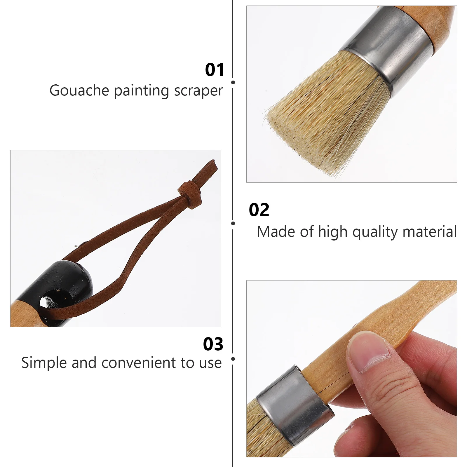 

4 Pcs Wood H Pig Hair Brush Durable Flexible Paint Tool Set Furniture Walls Ceilings Artiste Oil Compatible Smooth H