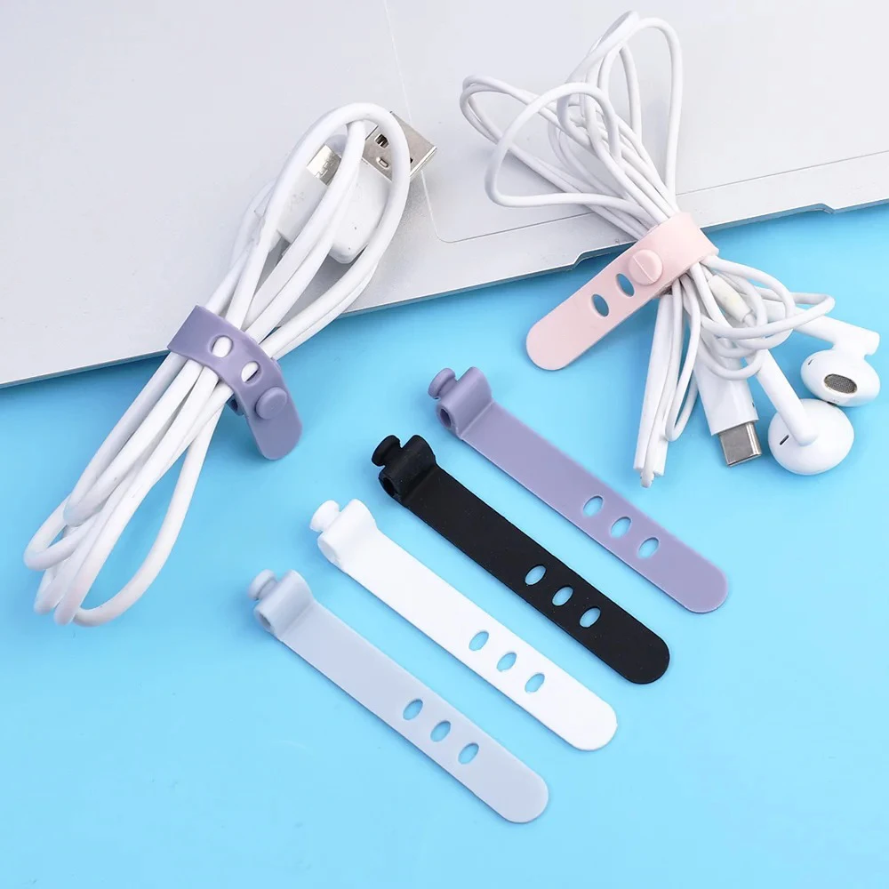 

Cable Organizer Earphone Clip Charger Cord Management Silicone Wire Manager Holder Data Line Bobbin Winder Straps Random Color