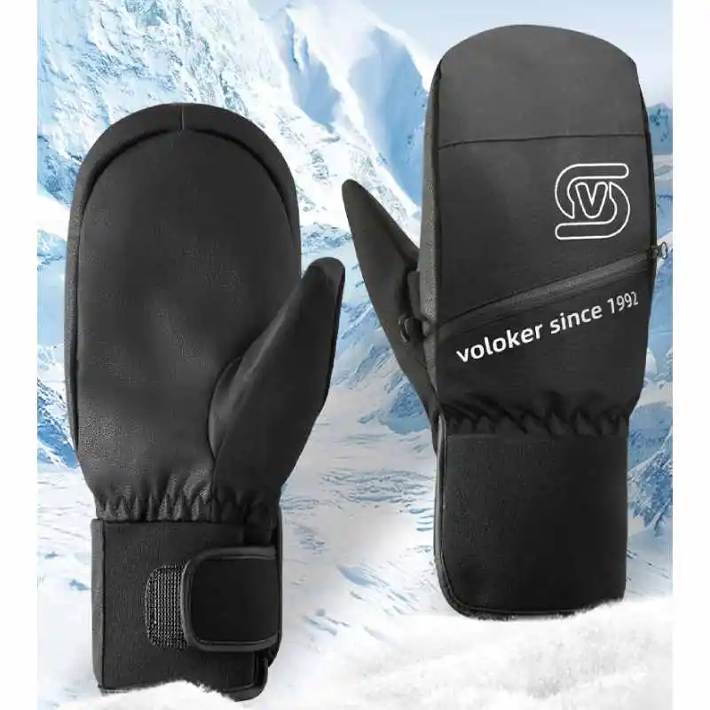 

Ski gloves, men's and women's winter warm gloves, anti slip windproof touch screen waterproof cycling gloves