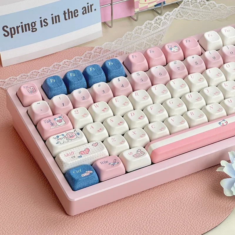 

MiFuny Pink Heartbeat Theme Keycaps 150 Key PBT Dye Subbed Keycap Cherry/SOA Profile Key Caps for Mx Switch Mechanical Keyboard