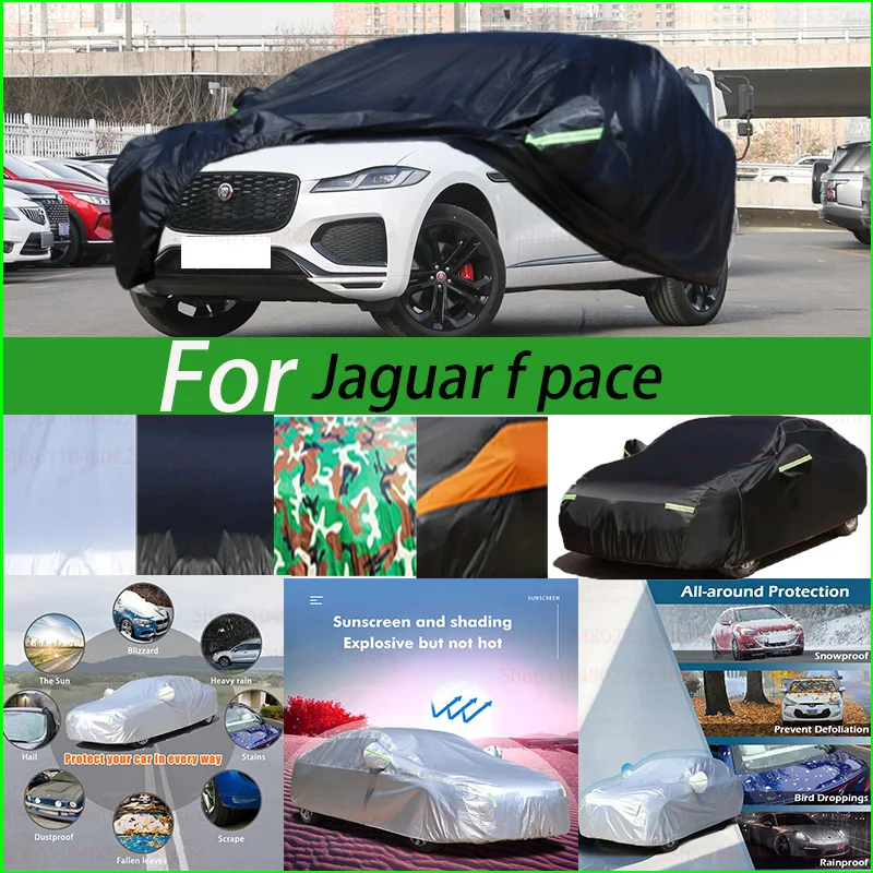 

Black and Silver Universal Car Cover Waterproof Dustproof Outdoor Protection Full Rain Snow UV Protective for Jaguar F Pace