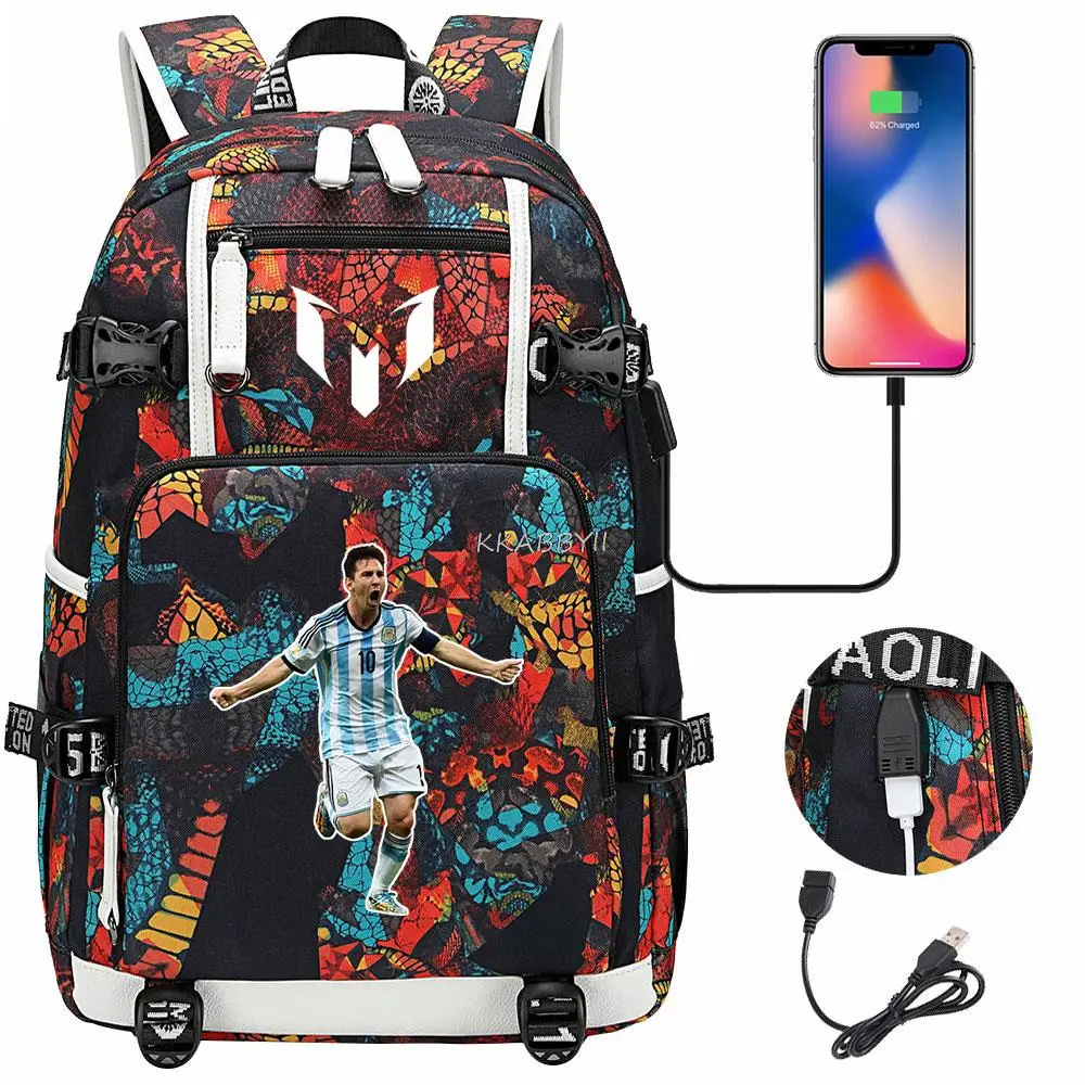 Messi Backpack Woman Men Canvas Camouflage School Bags Capacity Laptop Student Schoolbag Travel Unisex Laptop Mochilas