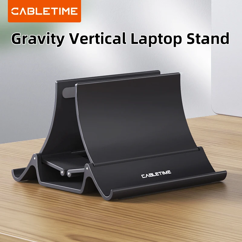 【セール中】CABLETIME 垂直ラップトップスタンドデスクトップ重力ホルダーノートブックサポート MacBook Pro Air Surface HP Dell iPad タブレットスタンド