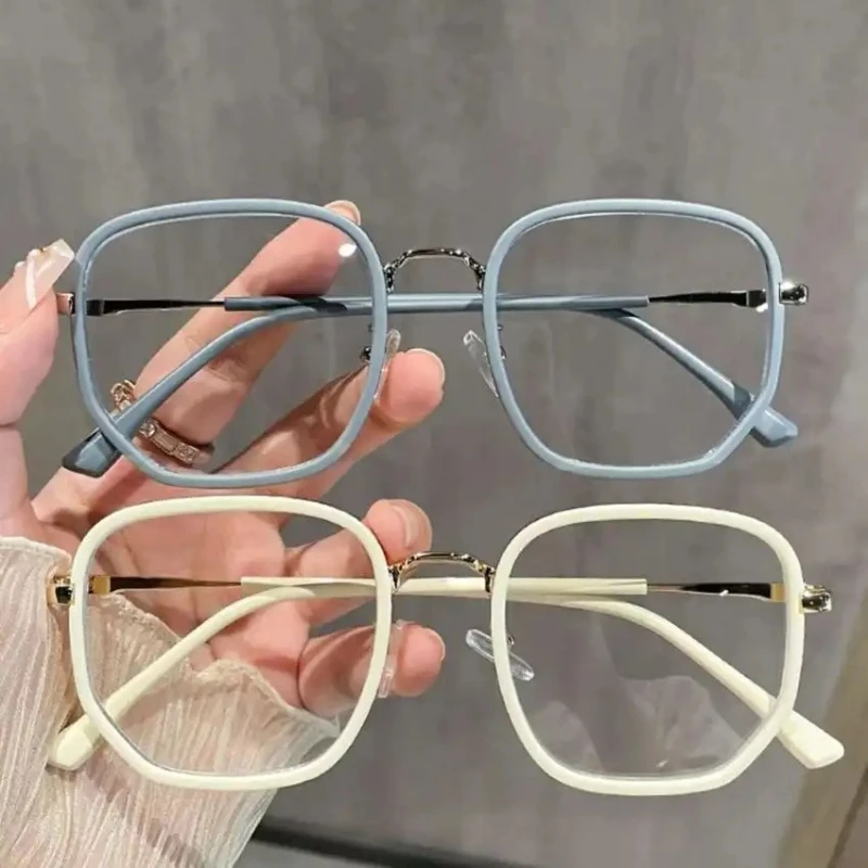 2PCS Large Box Transparent Lens Glasses Cute and Fashionable Decorative Glasses Computer Glasses for Both Men and Women
