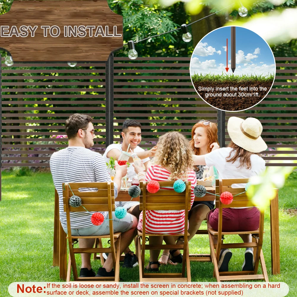 

Металлическая уличная панель-экран для конфиденциальности 3 фута (Ш) x 4 фута (В) с ПЭ-покрытием, из стальных труб, для двора, сада, патио