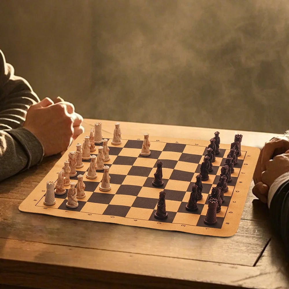 مجموعة الشطرنج الرجعية مع لوحة ثلاثية الأبعاد قطع الراتنج محفورة تمثال الجندي لعبة استراتيجية كلاسيكية هدايا عيد الميلاد مجموعة الشطرنج الدولية