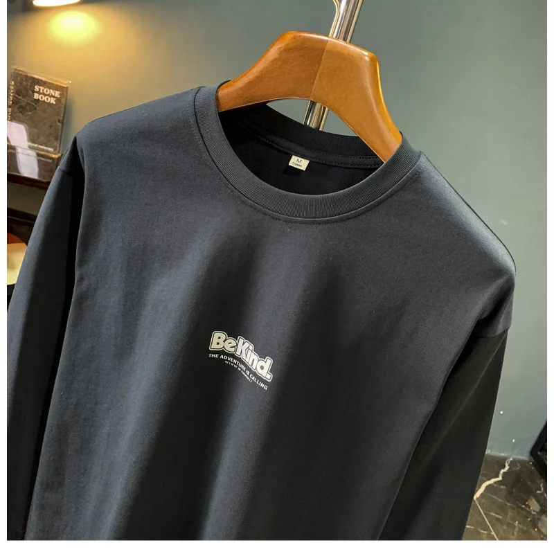 

Loose printed long sleeved-shirt men in spring and autumn, trendy plus size round neck sports and casual versatile hoodie