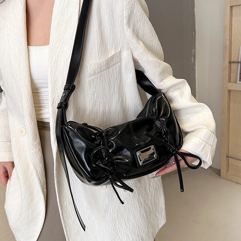 LEFTSIDE Bow Small Crossbody Bags for Women 2024 New Trend Fashion PU Leather Shoulder Bag Females Y2K Handbags and Purses