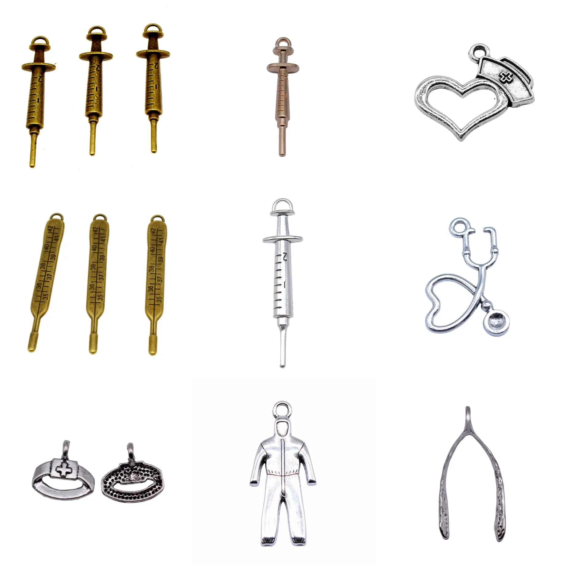 Antique Silver Color Medical Hospital Doctor Figure Charms Pendant For Bracelet Necklace Earring Jewelry Making Findings