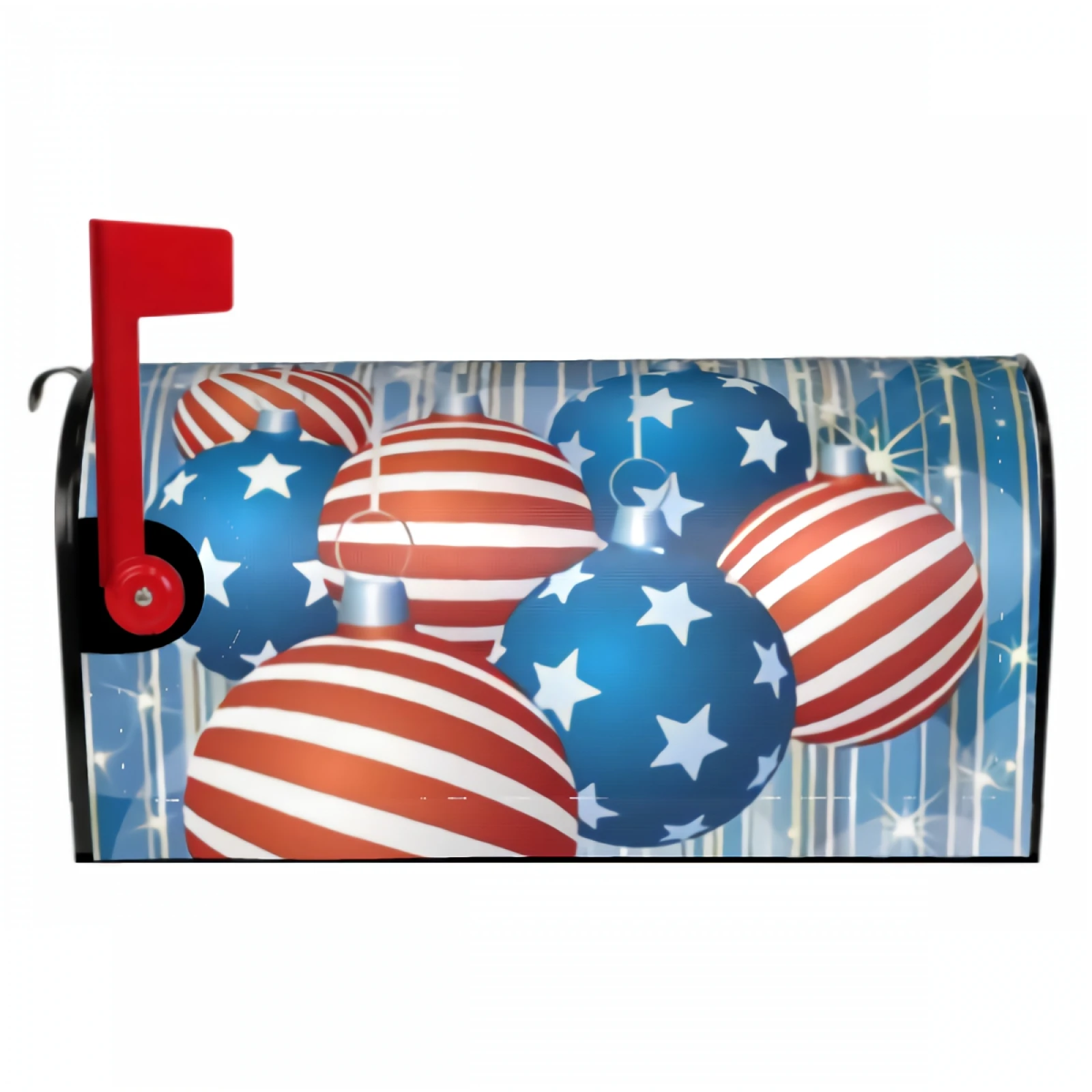 Abstract Christmas Mailbox Covers Magnetic 21x18in Spring Summer Patriotic Balls Mailbox Wraps Post Letter Box Covers for Garden